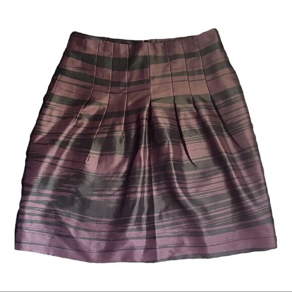 Banana Republic 100% silk pleated panels skirt a-line black burgundy size 2 - Picture 5 of 10